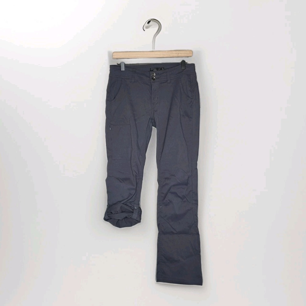 Prana Pants 2 Helle Straight Roll Up‎ Convertable Drawstring Stretch Gray Sz 6